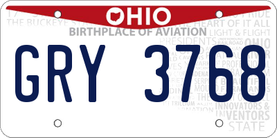 OH license plate GRY3768