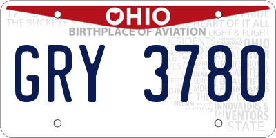 OH license plate GRY3780