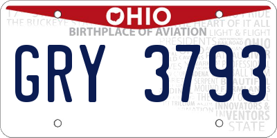 OH license plate GRY3793