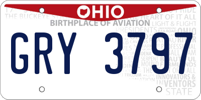 OH license plate GRY3797
