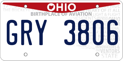 OH license plate GRY3806