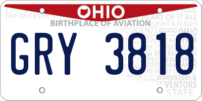 OH license plate GRY3818