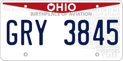 OH license plate GRY3845