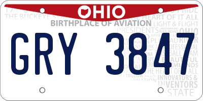 OH license plate GRY3847