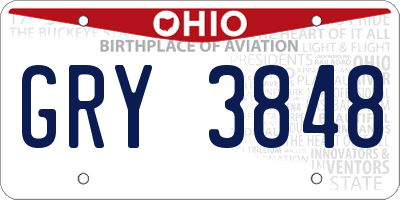 OH license plate GRY3848