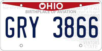 OH license plate GRY3866