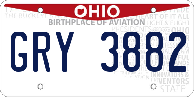 OH license plate GRY3882