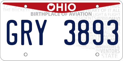 OH license plate GRY3893