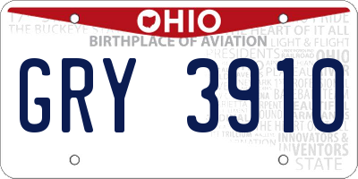 OH license plate GRY3910