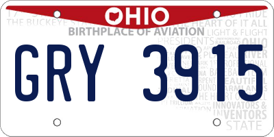 OH license plate GRY3915