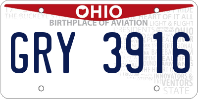 OH license plate GRY3916