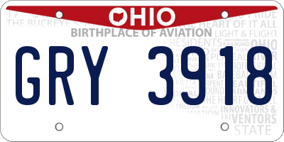OH license plate GRY3918