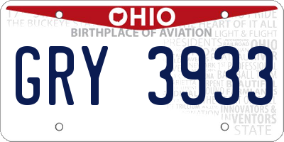 OH license plate GRY3933