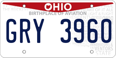 OH license plate GRY3960