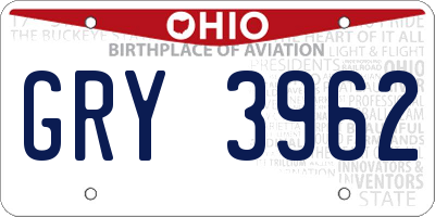 OH license plate GRY3962