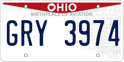 OH license plate GRY3974