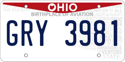 OH license plate GRY3981
