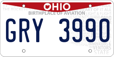 OH license plate GRY3990