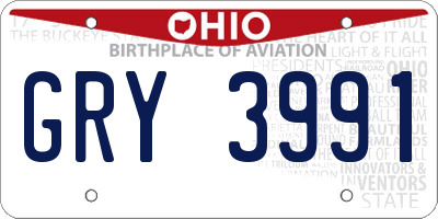 OH license plate GRY3991