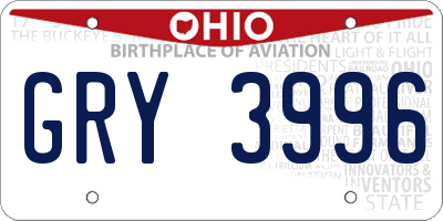 OH license plate GRY3996