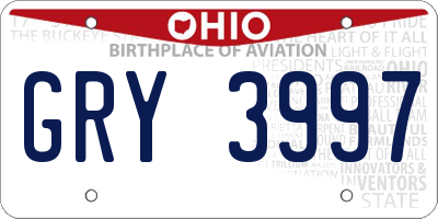 OH license plate GRY3997