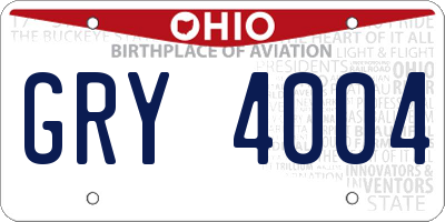 OH license plate GRY4004