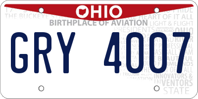 OH license plate GRY4007