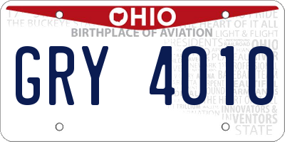 OH license plate GRY4010