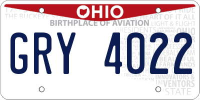 OH license plate GRY4022