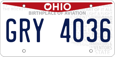 OH license plate GRY4036