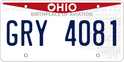 OH license plate GRY4081