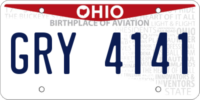 OH license plate GRY4141