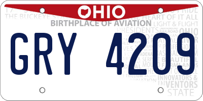 OH license plate GRY4209