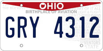 OH license plate GRY4312