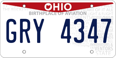 OH license plate GRY4347