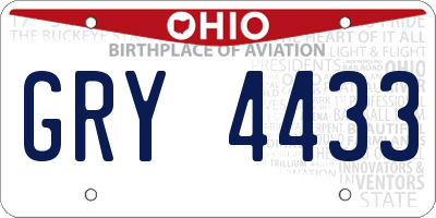 OH license plate GRY4433