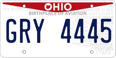 OH license plate GRY4445