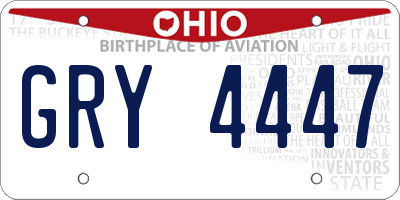 OH license plate GRY4447