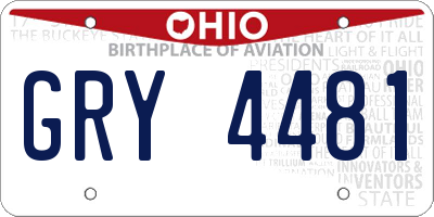 OH license plate GRY4481