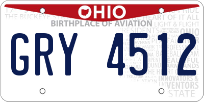 OH license plate GRY4512