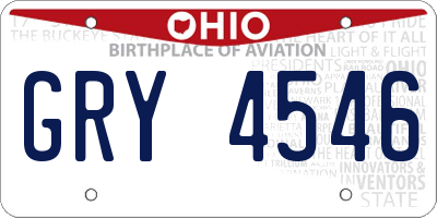 OH license plate GRY4546