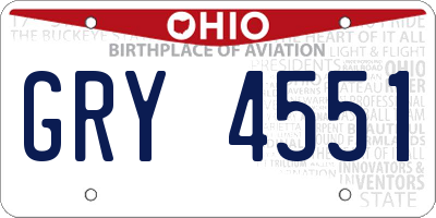 OH license plate GRY4551