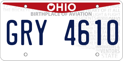 OH license plate GRY4610