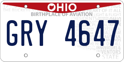 OH license plate GRY4647