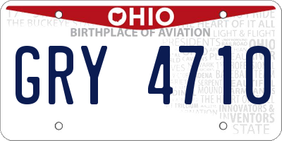 OH license plate GRY4710