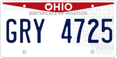 OH license plate GRY4725