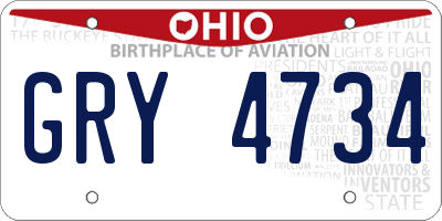 OH license plate GRY4734