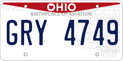 OH license plate GRY4749