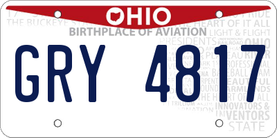 OH license plate GRY4817