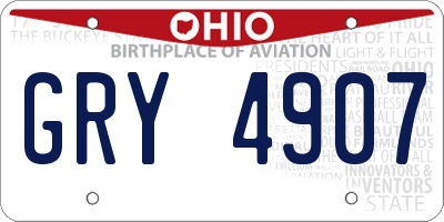 OH license plate GRY4907